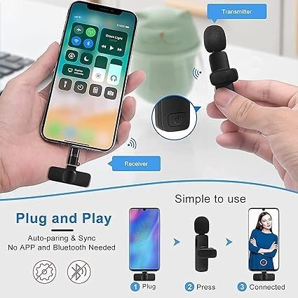 PerfX 4 in 1 K8 Wireless Microphone, Mini Portable Recording Clip Mic with Receiver for All Type-C, Micro U Mobile Phones Camera Laptop for Vlogging YouTube Online Class, Zoom Call(K8)