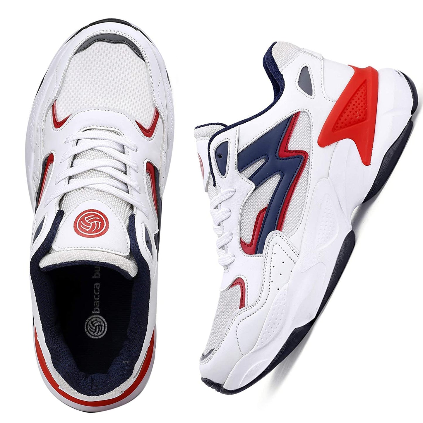 Bacca Bucci® Zeus Men Fashion Sneakers/Running Shoes with Chunky Rubber Outsole for Running, Walking, Training, Gyming, Streets, Parties & Fun- White,