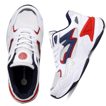 Bacca Bucci® Zeus Men Fashion Sneakers/Running Shoes with Chunky Rubber Outsole for Running, Walking, Training, Gyming, Streets, Parties & Fun- White,