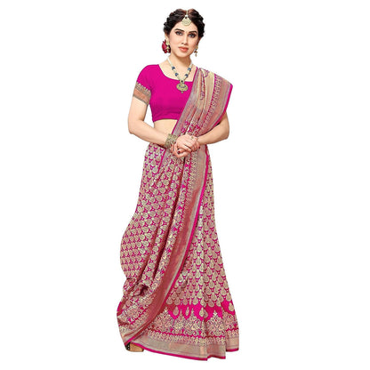 Yashika Women's Trendy Banarasi Kanjivaram Pink Color Art Silk Saree with Blouse Material (MALIYA PINK)